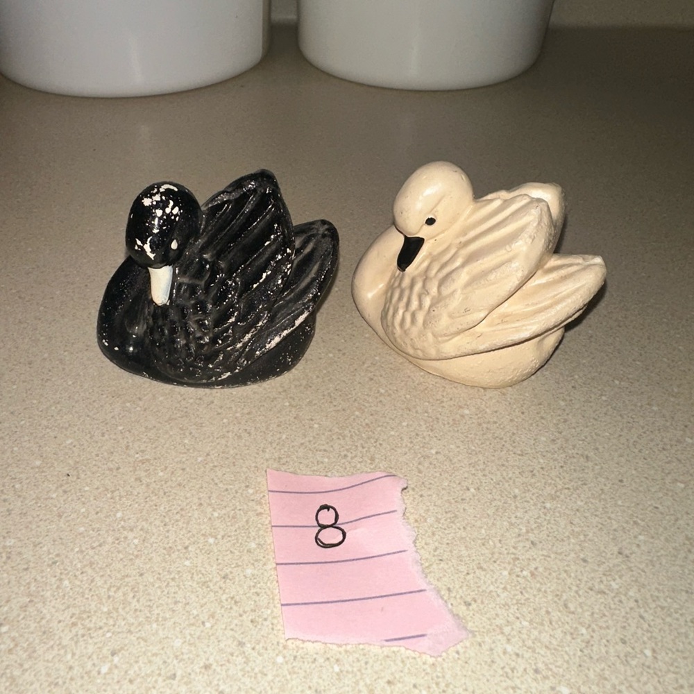 Black and Cream Swan Salt and Pepper Shakers